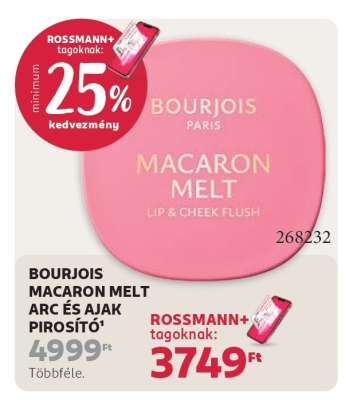 BOURJOIS MACARON MELT ARC ÉS AJAK PIROSÍTÓ