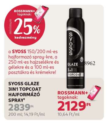 SYOSS GLAZE 3IN1 TOPCOAT HAJFORMÁZÓ SPRAY