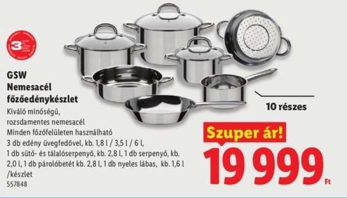 GSW Nemesacél főzőedénykészlet
