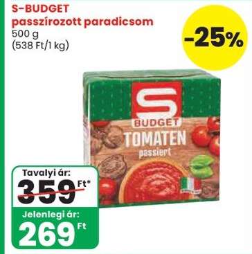 S-BUDGET passzírozott paradicsom