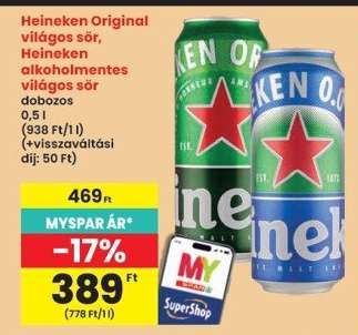 Heineken Original világos sör, Heineken alkoholmentes világos sör dobozos