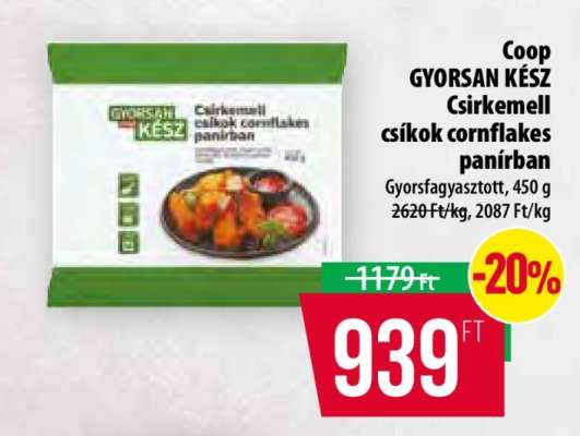 Coop Gyorsan kész csirkemell csíkok cornflakes panírban