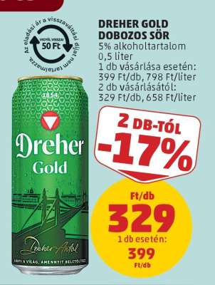Dreher Gold Dobozos Sör