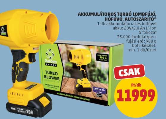 Akkumulátoros turbó lombfújó