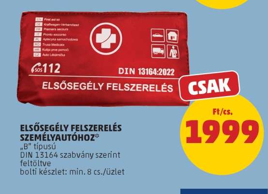 ELSŐSEGÉLY FELSZERELÉS SZEMÉLYAUTÓHOZ