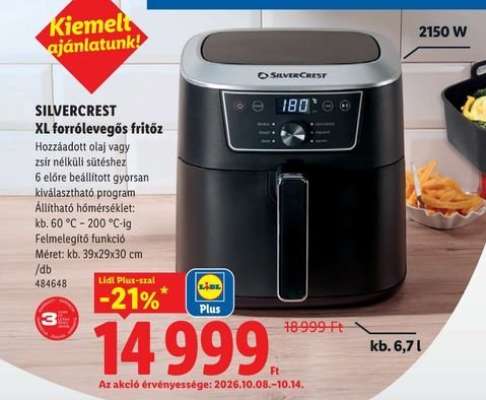 Silvercrest XL forrólevegős fritőz