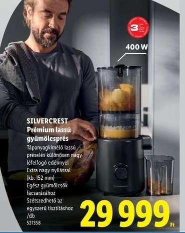 SILVERCREST Prémium lassú gyümölcsprés