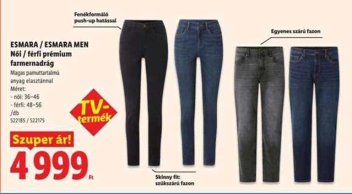 ESMARA / ESMARA MEN Női / férfi prémium farmernadrág