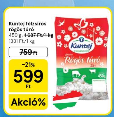Kuntej félzsíros rögös túró