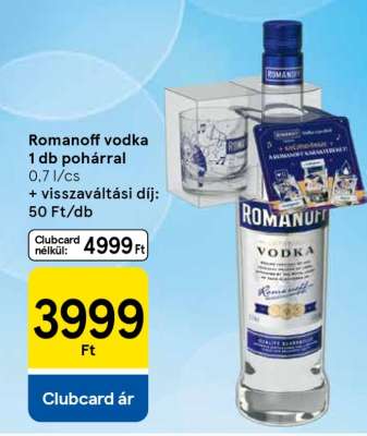Romanoff vodka 1 db pohárral