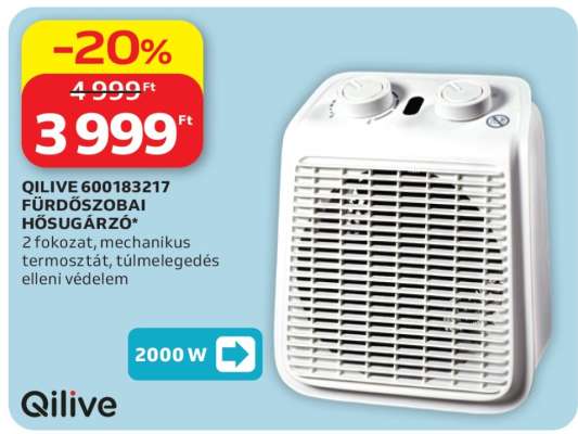 QILIVE 600183217 FÜRDŐSZOBAI HŐSUGÁRZÓ