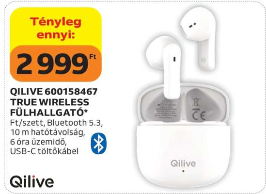 QILIVE 600158467 TRUE WIRELESS FÜLHALLGATÓ
