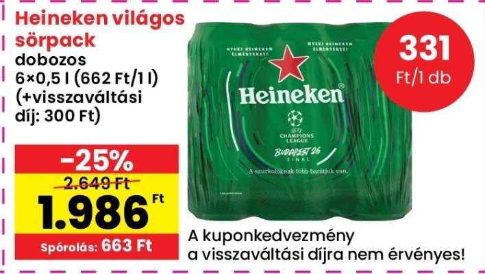 Heineken világos sörpack