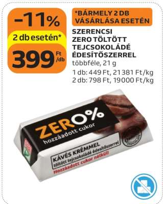 Szerencsi Zero% Töltött Tejcsokoládé Édesítőszerrel