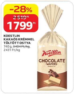 KOESTLIN KAKAÓS KRÉMMEL TÖLTÖTT OSTYA