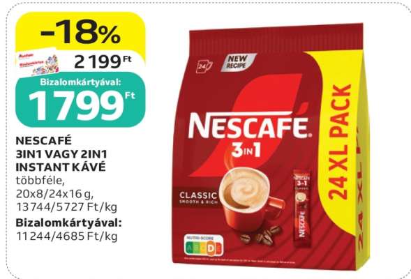 NESCAFÉ 3IN1 VAGY 2IN1 INSTANT KÁVÉ