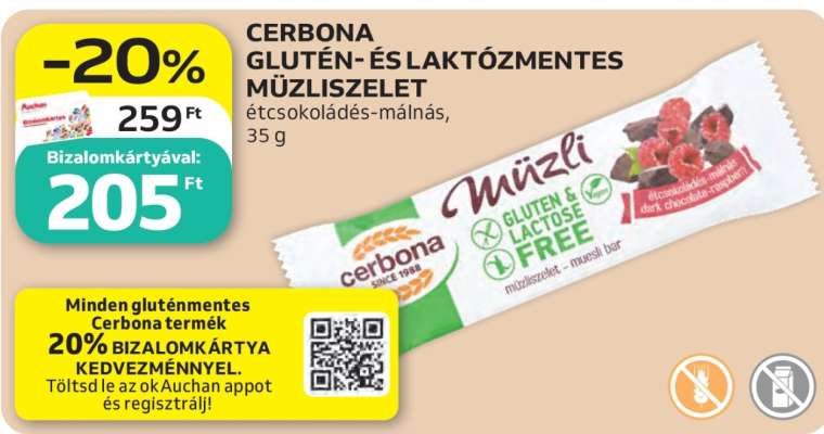 Cerbona Glutén- és Laktózmentes Müzliszelet