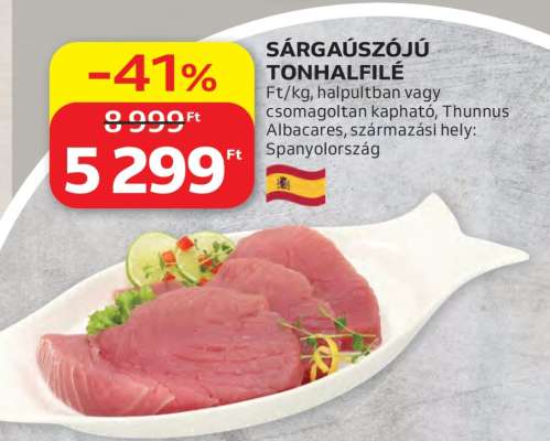 Sárgaúszójú tonhalfilé