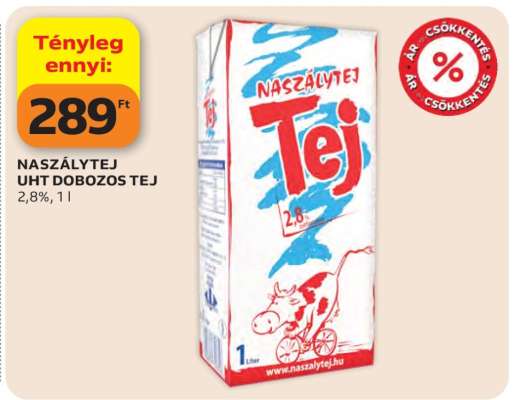 NASZÁLYTEJ UHT DOBOZOS TEJ