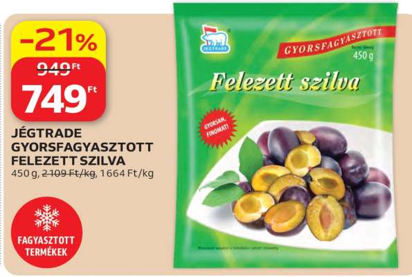 JÉGTRADE GYORSFAGYASZTOTT FELEZETT SZILVA