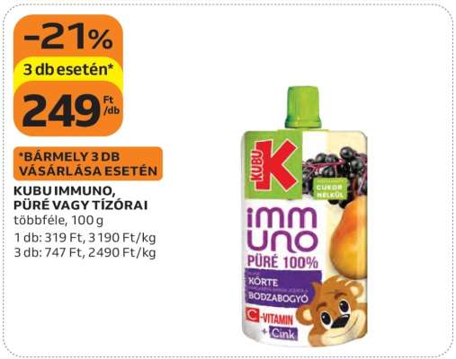 KUBU Immuno, püré vagy tízórai