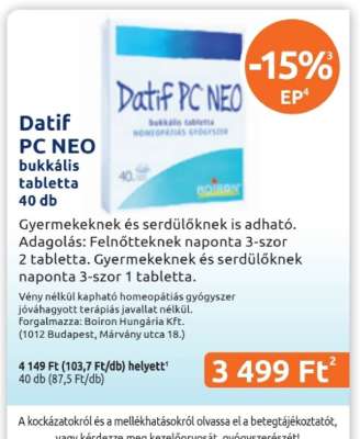 Datif PC NEO bukkális tabletta 40 db