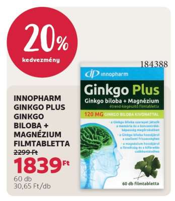 INNOPHARM GINKGO PLUS GINKGO BILOBA + MAGNÉZIUM FILMTABLETTA