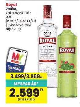 Royal vodka, kaktuszízű likőr