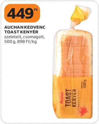 AUCHAN KEDVENC TOAST KENYÉR