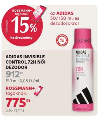 ADIDAS INVISIBLE CONTROL 72H NŐI DEZODOR