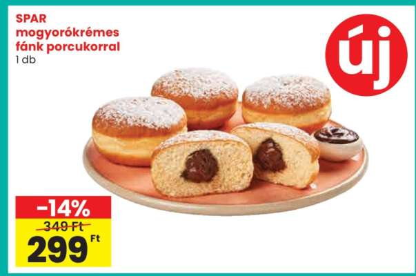 SPAR mogyorókrémes fánk porcukorral