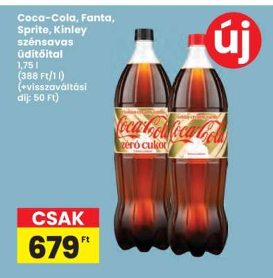 Coca-Cola, Fanta, Sprite, Kinley szénsavas üdítőital