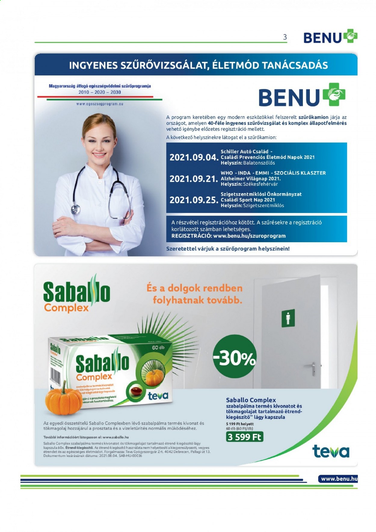BENU Gyógyszertár akciós újság érvényes:  - 2021.09.01 - 2021.09.30. 3. oldal