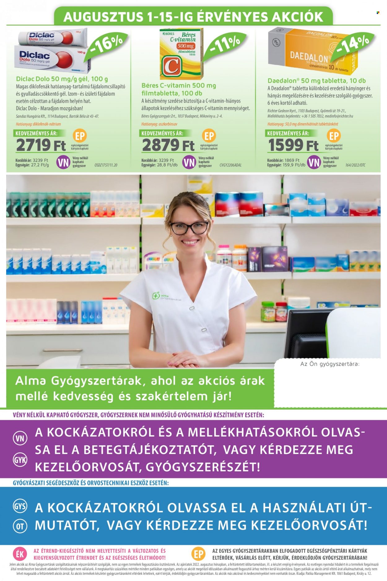 Alma Gyógyszertárak akciós újság érvényes:  - 2022.08.01 - 2022.08.31. 20. oldal